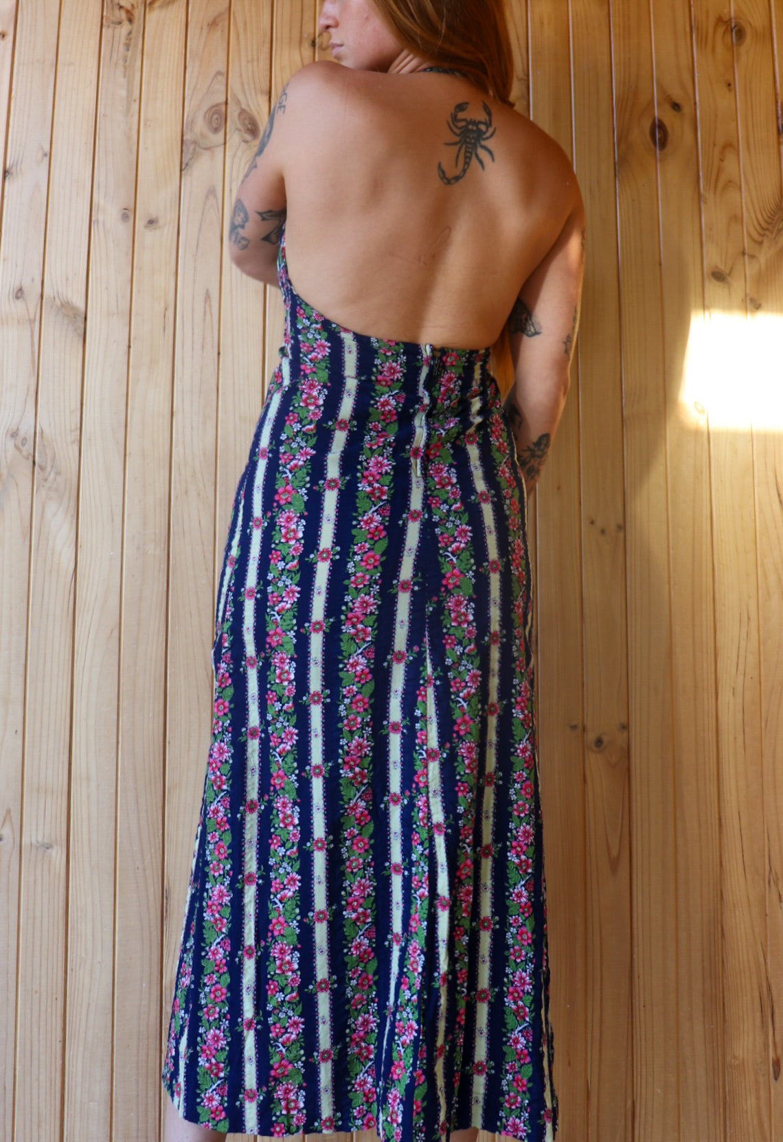 70s Floral Halter Maxi