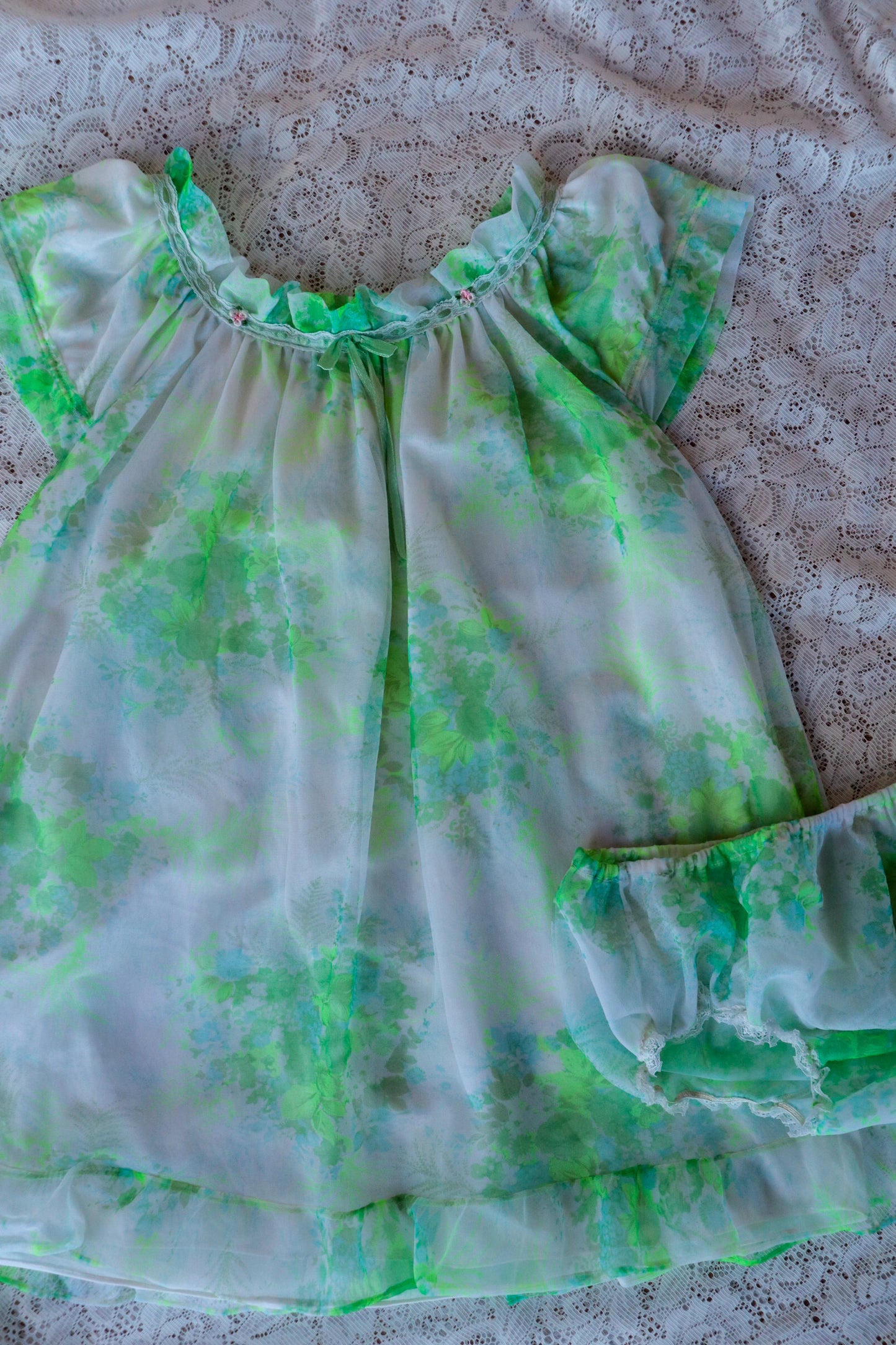 70s Green Lingerie Set