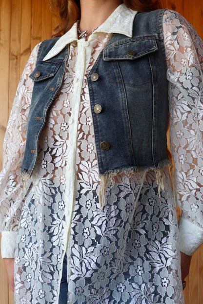 90s Dark Denim Vest