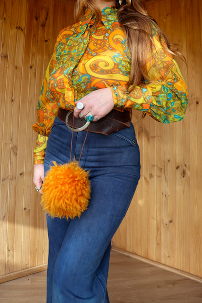 Orange Wool Suede Mini Bag