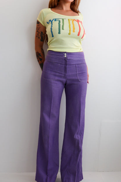 Washed Purple Mid Rise Flares