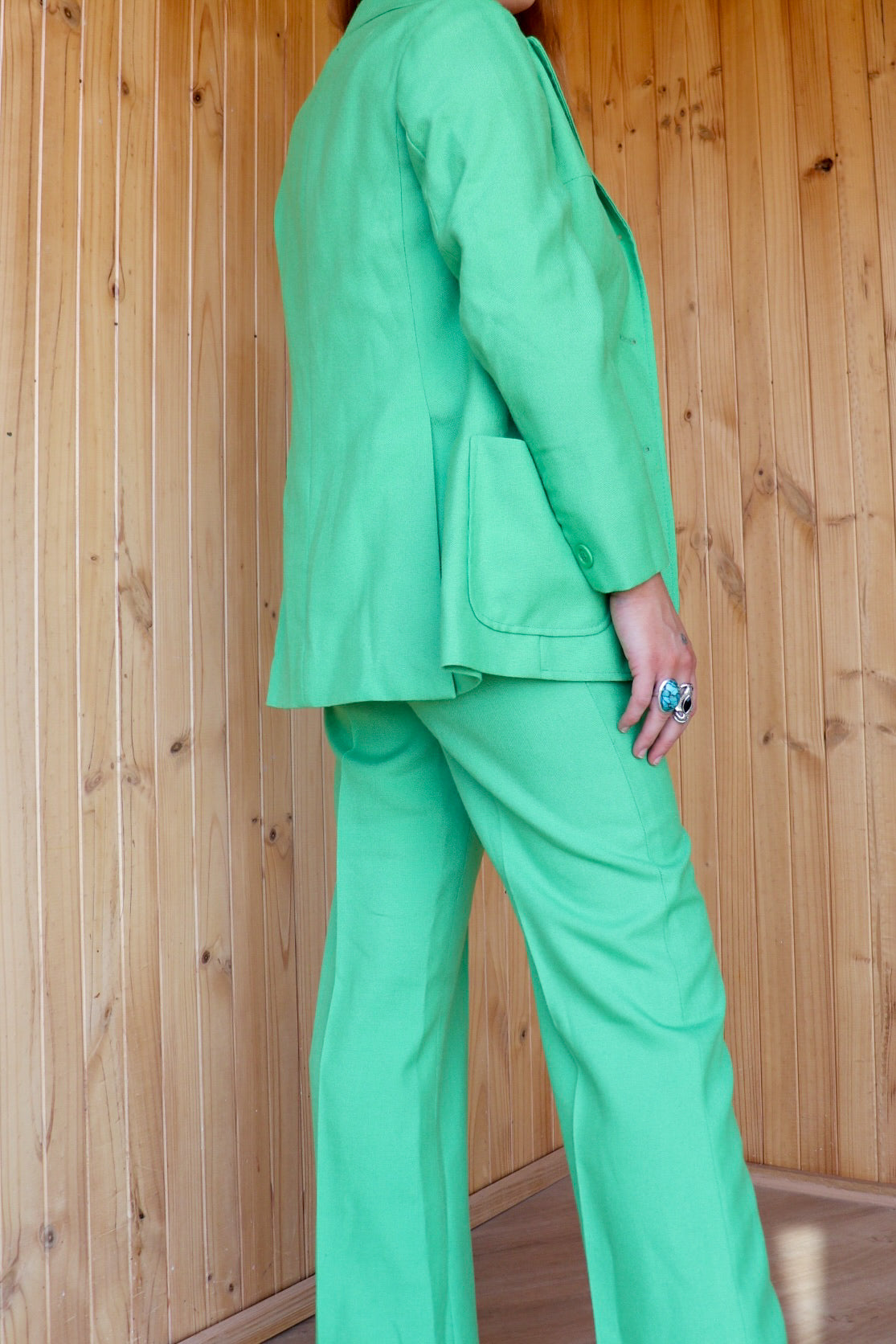 70s Green Flared Suit