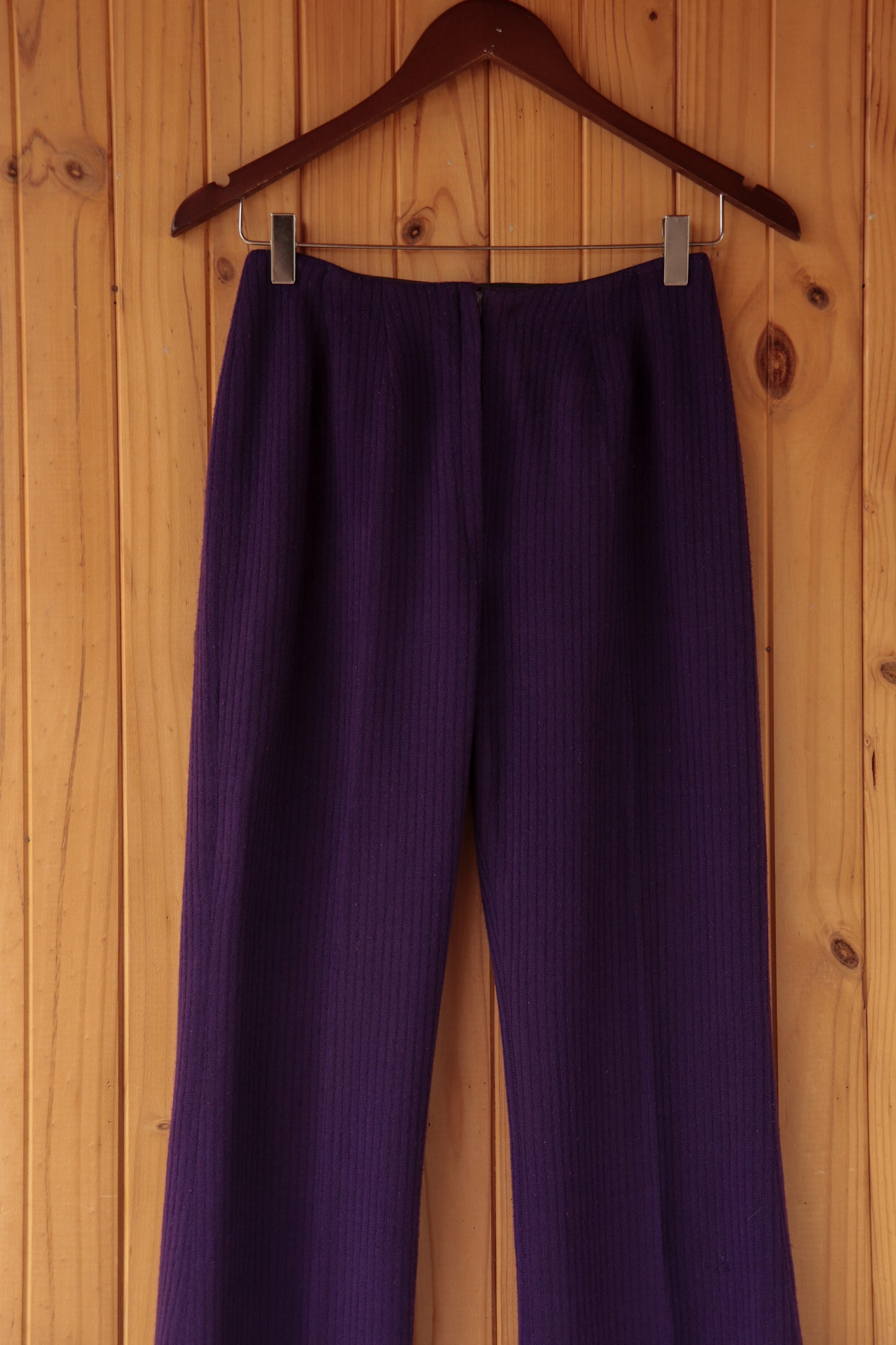 Purple Ribbed Knit Flares