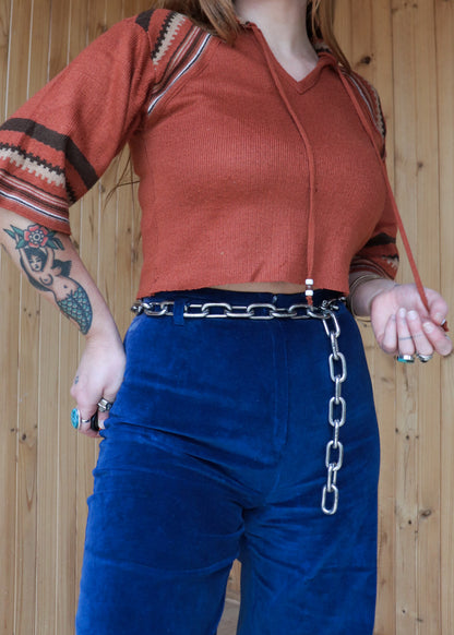 70s Knit Raw Hem Top