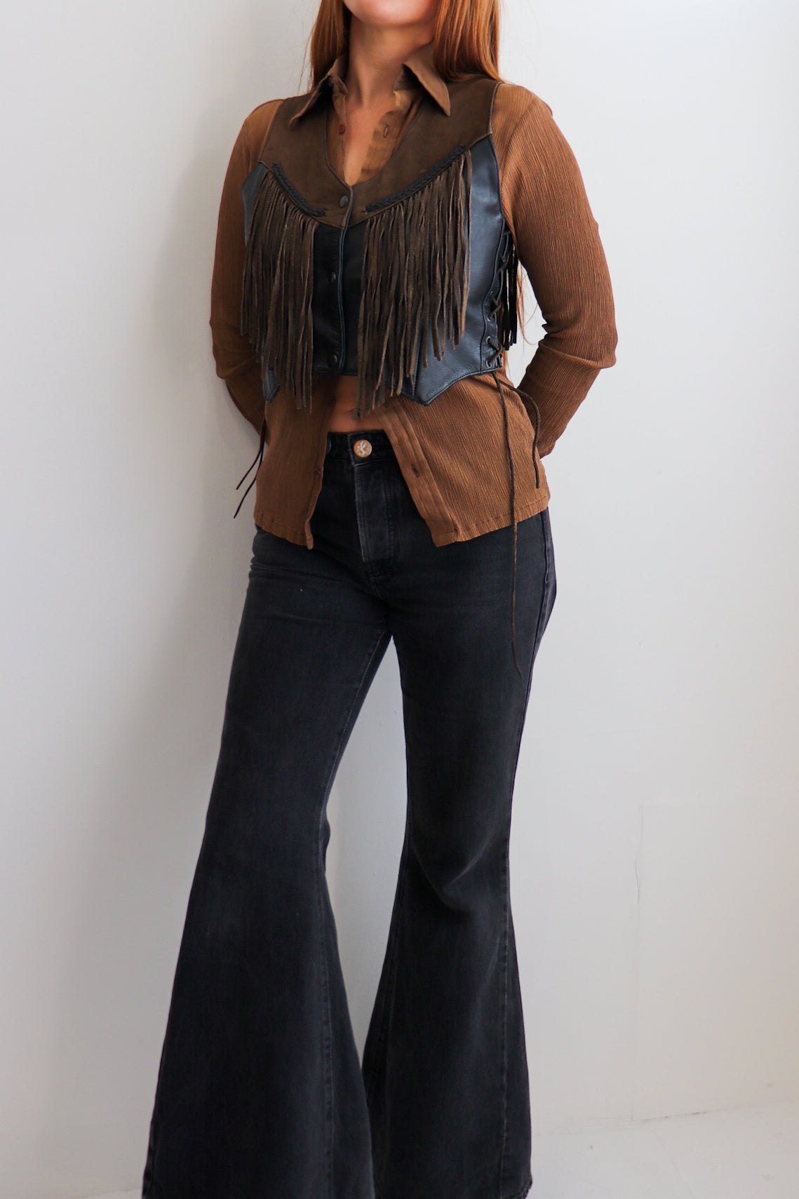 Black & Brown Fringe Vest