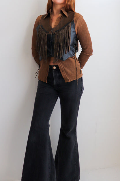 Black & Brown Fringe Vest