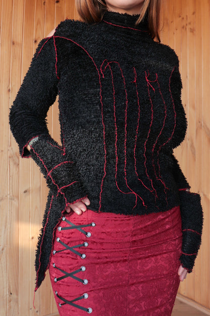 90s Fluffy Black Long Sleeve