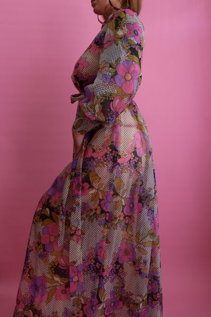 60s Sheer Floral Prairie