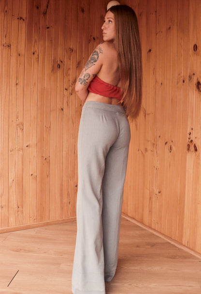70s Grey High Waisted Mega Flares