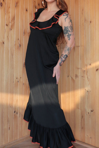 Black Frilly Maxi Dress
