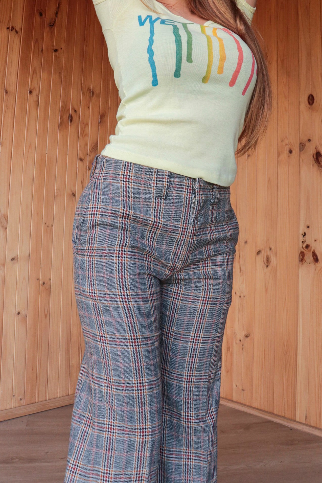 70s Wool Tartan Flares