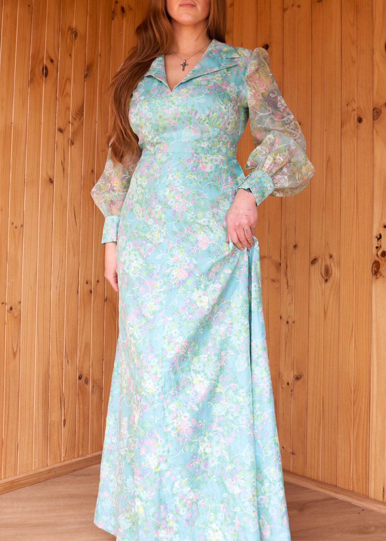 70s Floral Chiffon Prairie
