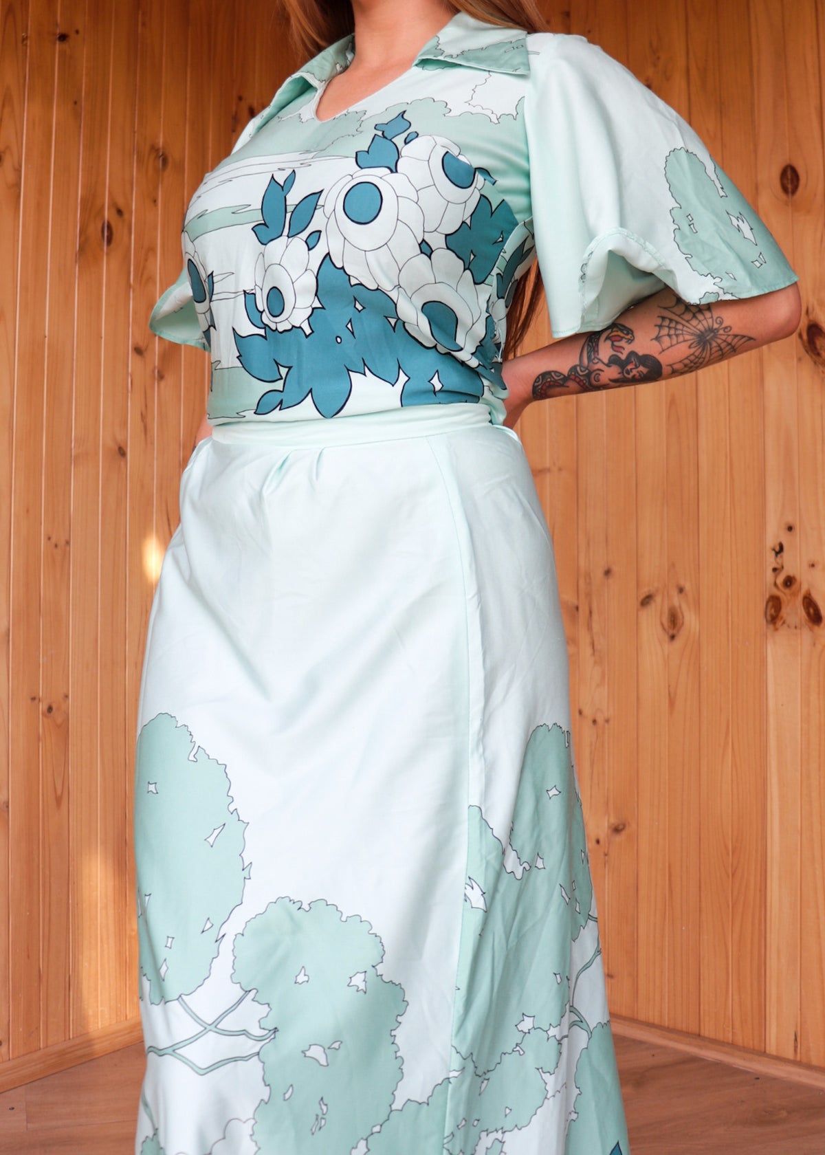 70s Satin Two Piece Set