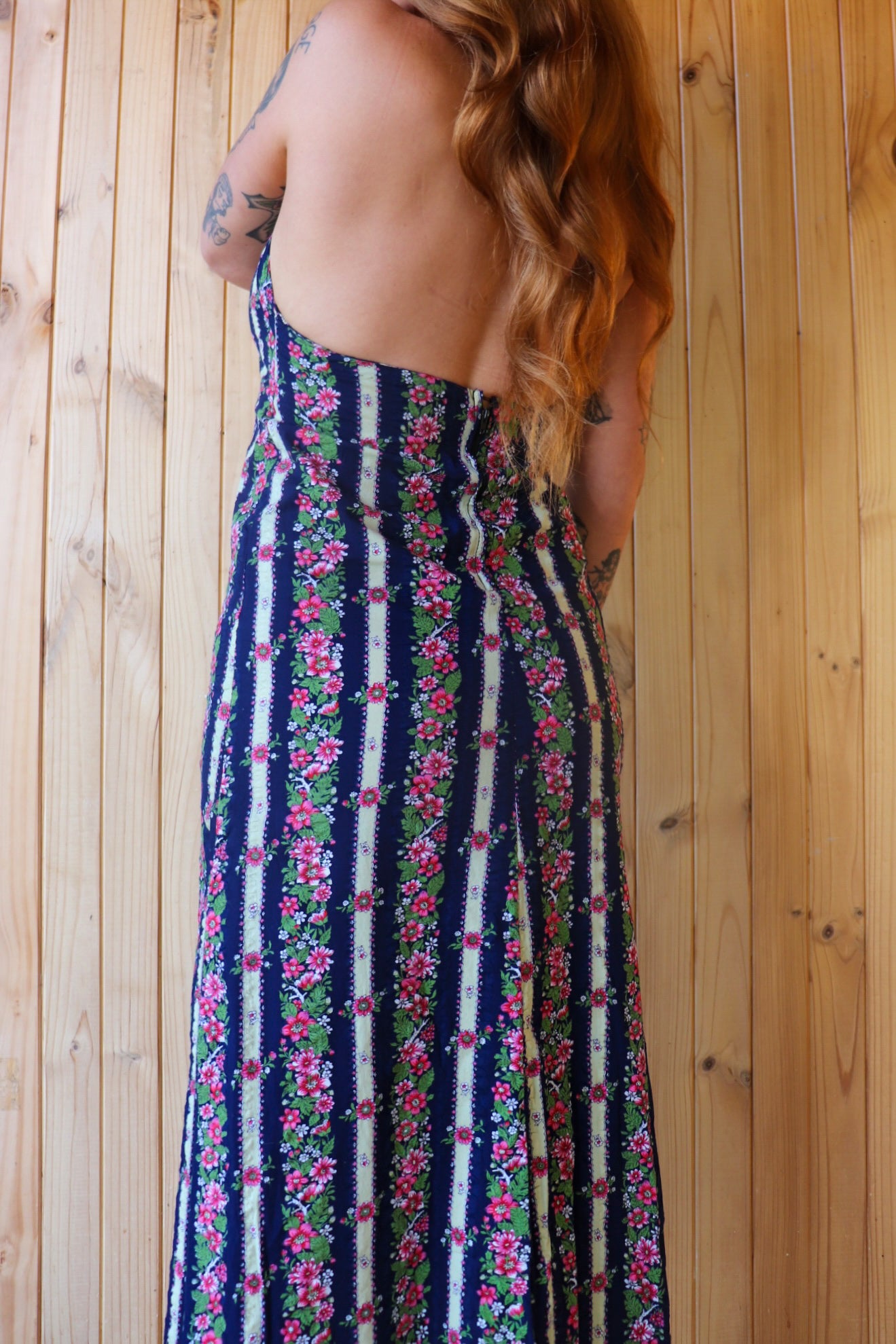 70s Floral Halter Maxi