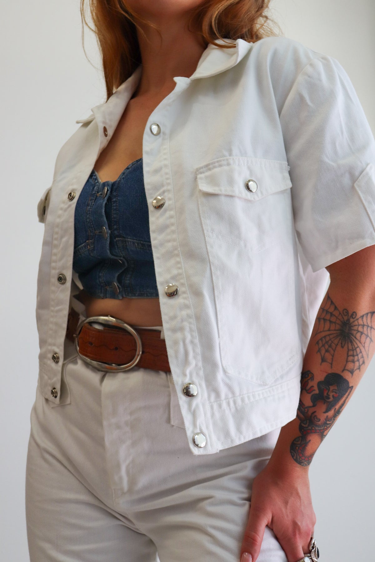 70s Deadstock White Denim Set