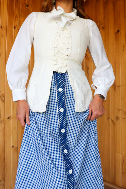70s White Denim Corset Top