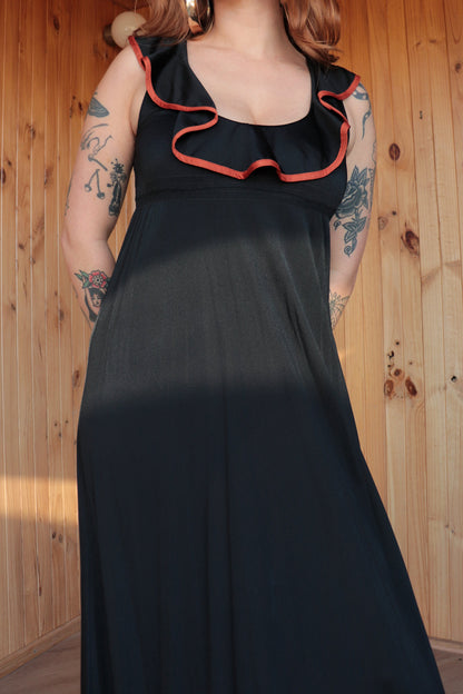 Black Frilly Maxi Dress