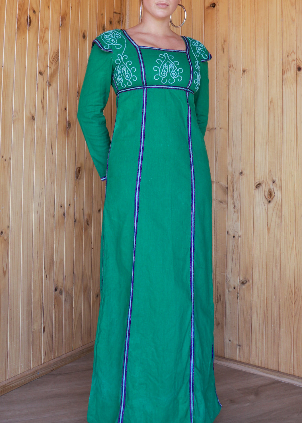 Green Embroidered Prairie Dress