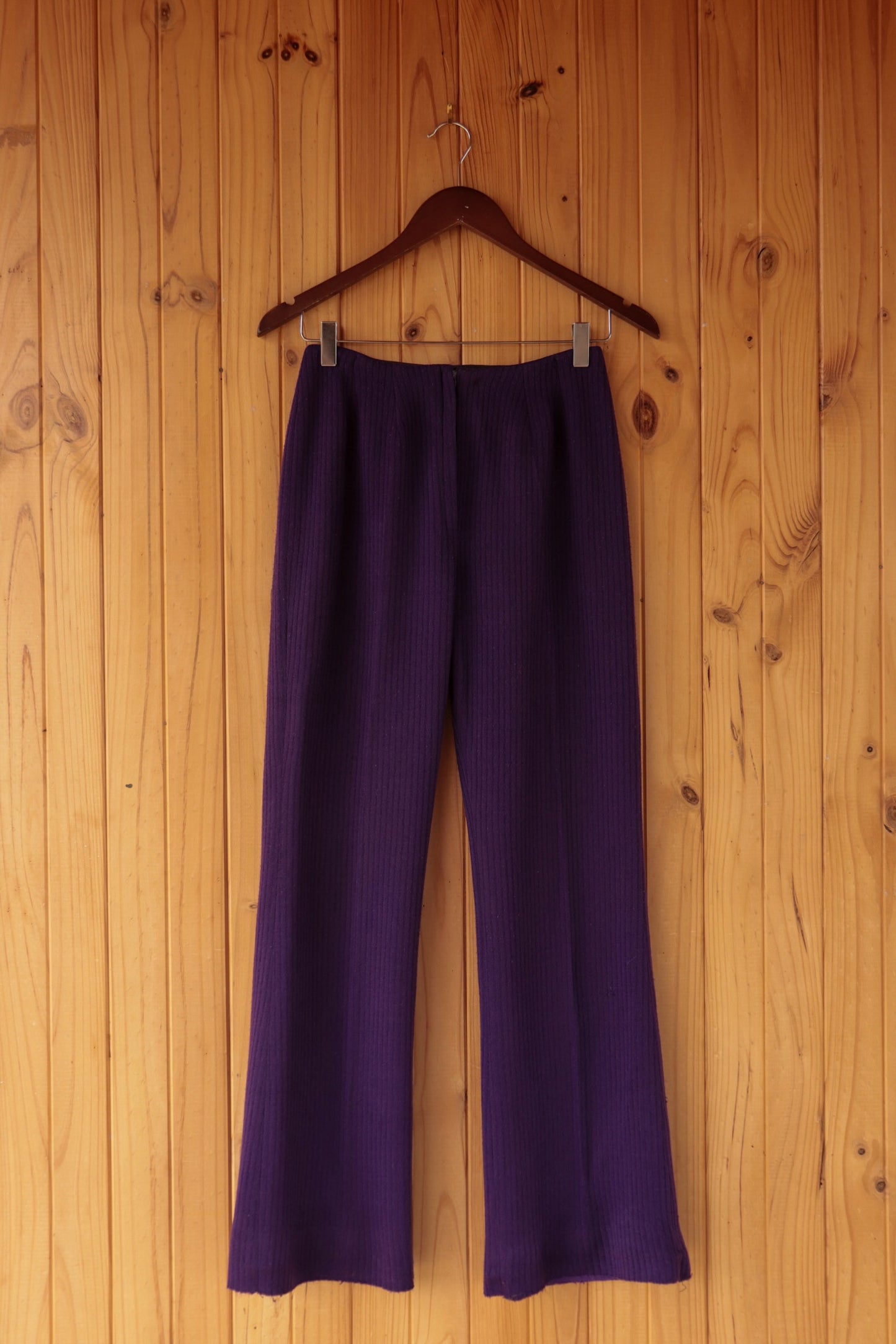 Purple Ribbed Knit Flares