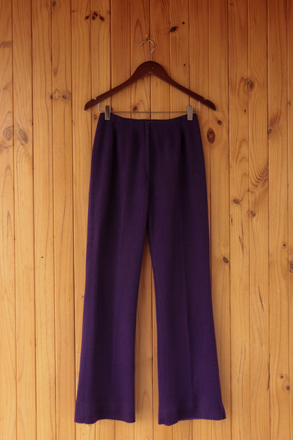 Purple Ribbed Knit Flares