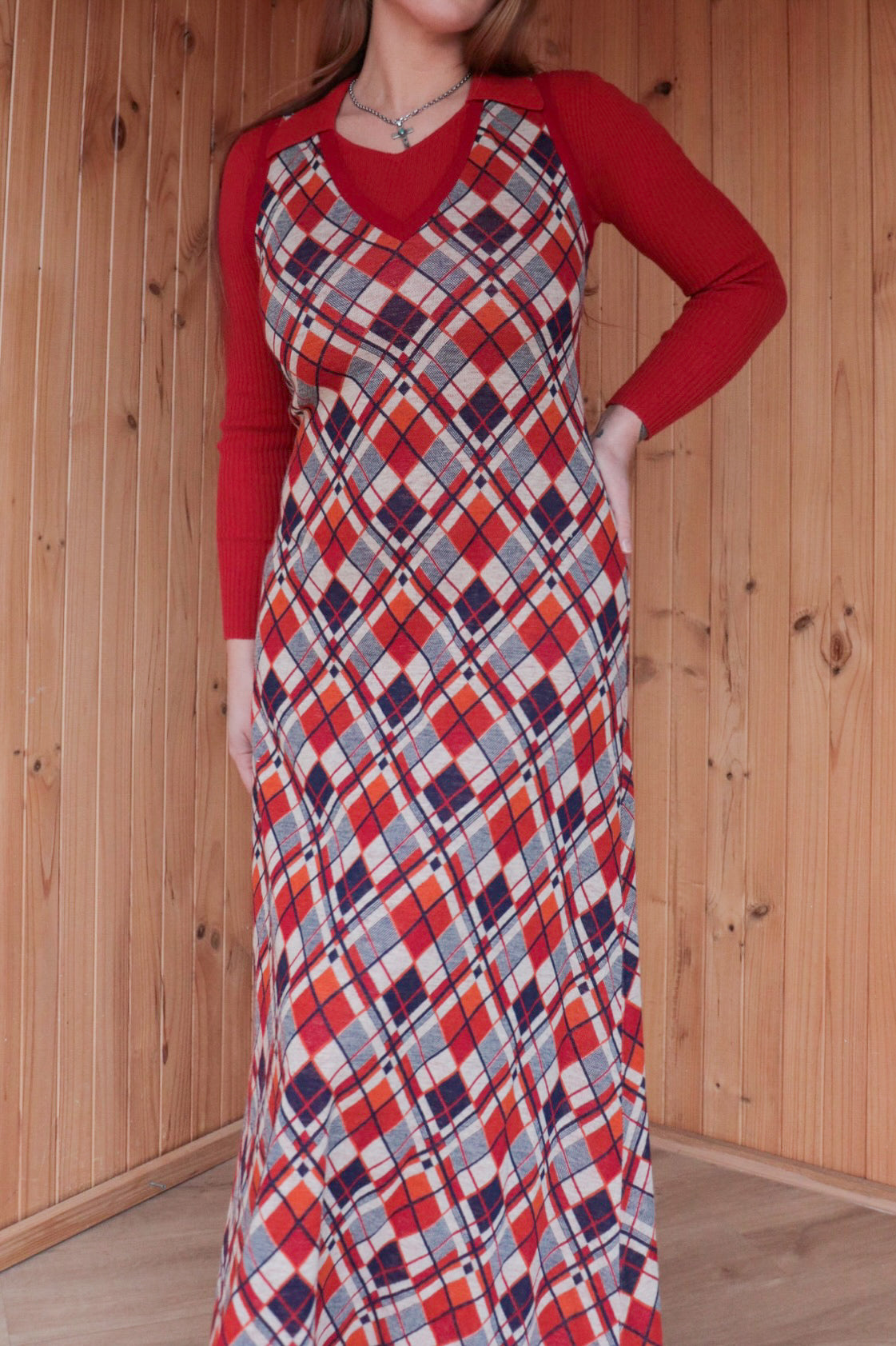 70s Tartan Maxi Dress