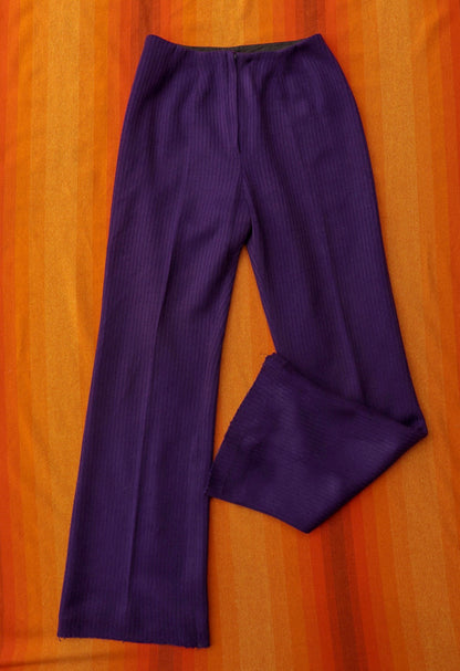 Purple Ribbed Knit Flares
