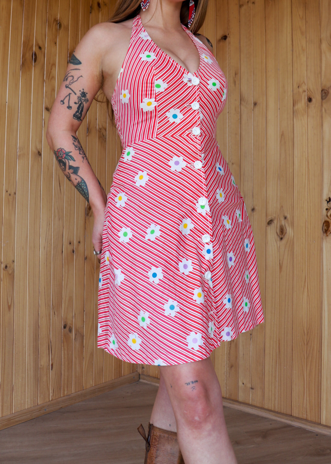 Red Floral Halter Mini