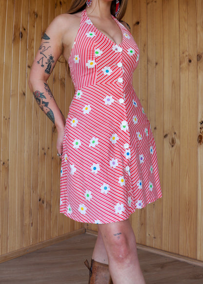 Red Floral Halter Mini