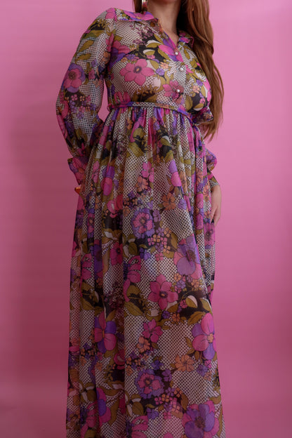 60s Sheer Floral Prairie