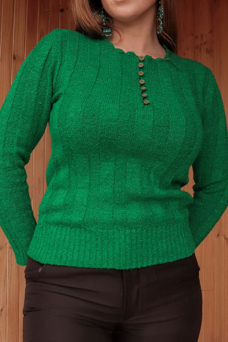 60s Emerald Knitted Top