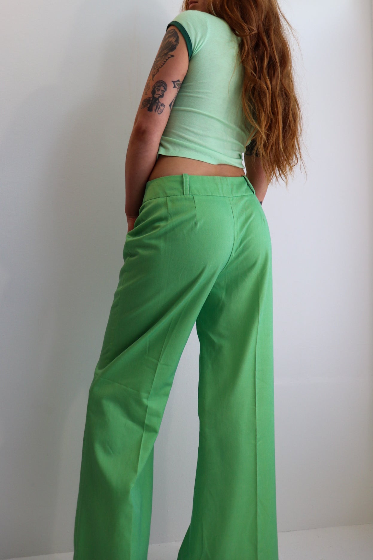 Wash Green Mid Rise Flares