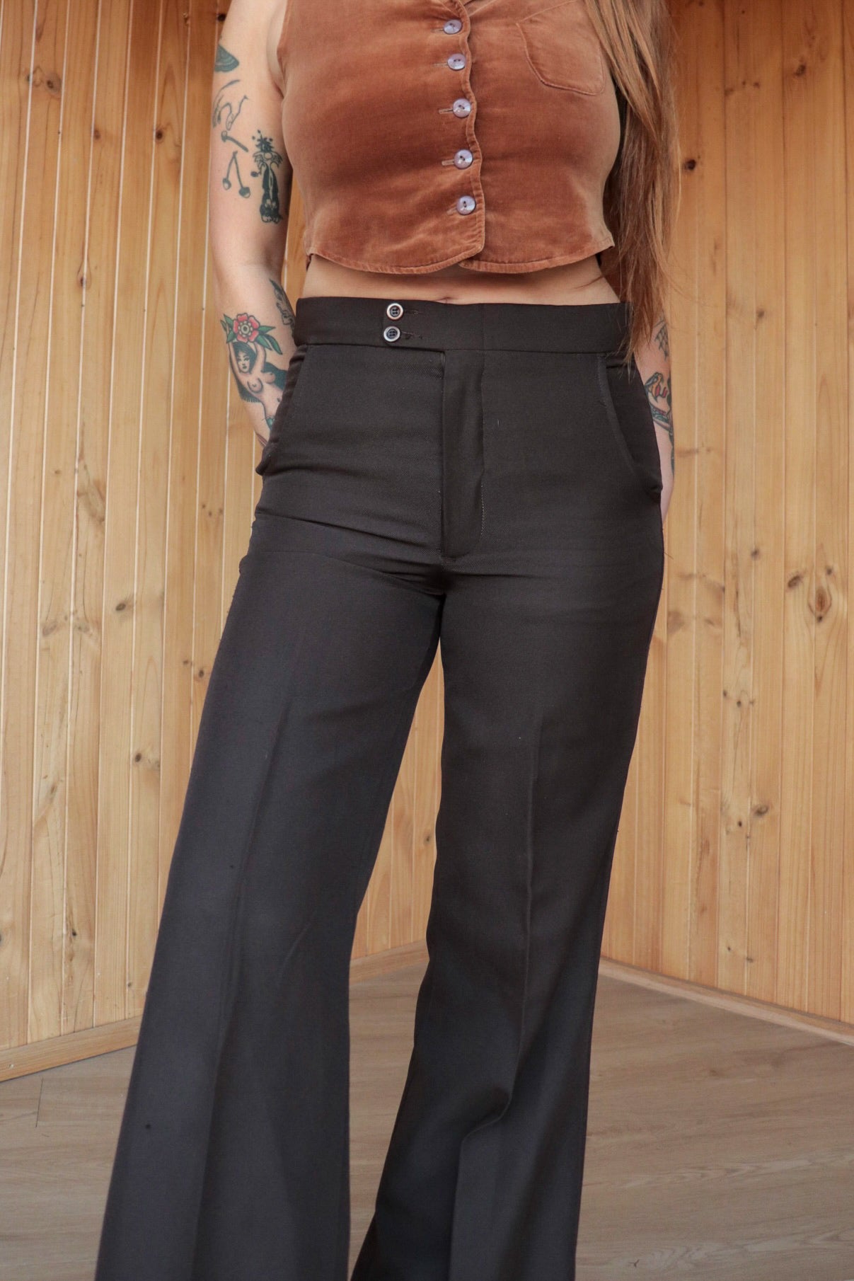 Deep Brown High Rise Flares