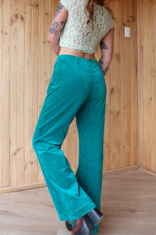 70s Green Velvet Flares