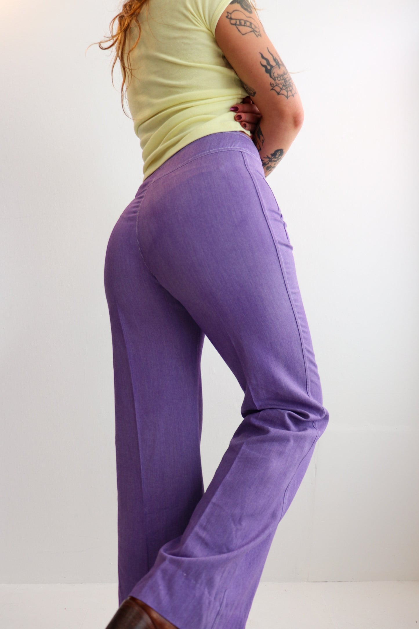 Washed Purple Mid Rise Flares