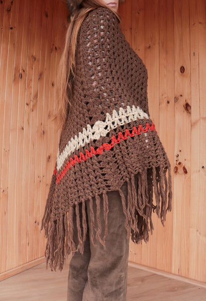 70s Brown Toned Poncho