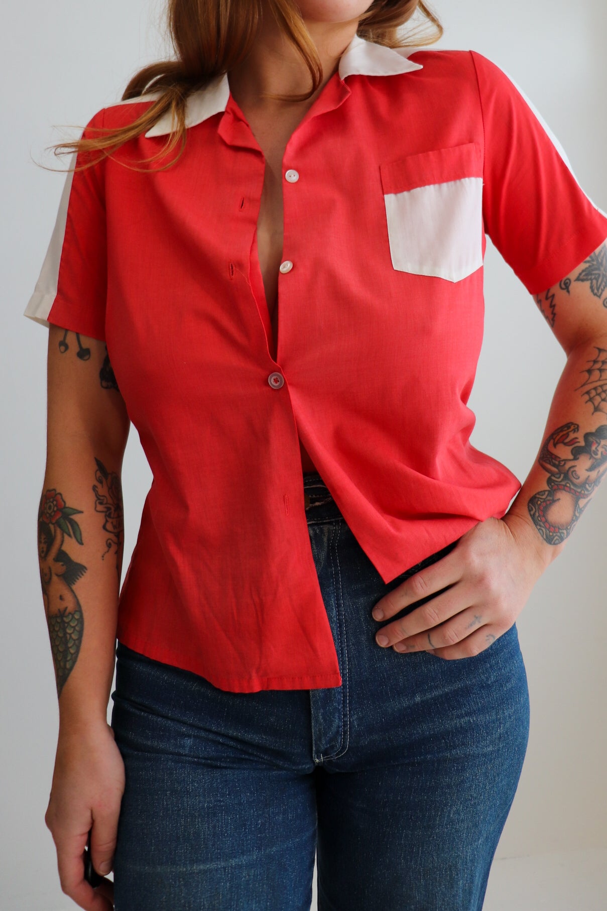 80s Red & White Bowling Shirt