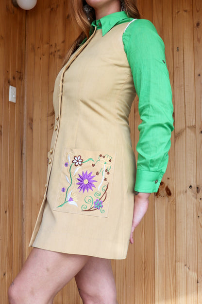 70s Mini Floral Button Up Pinafore
