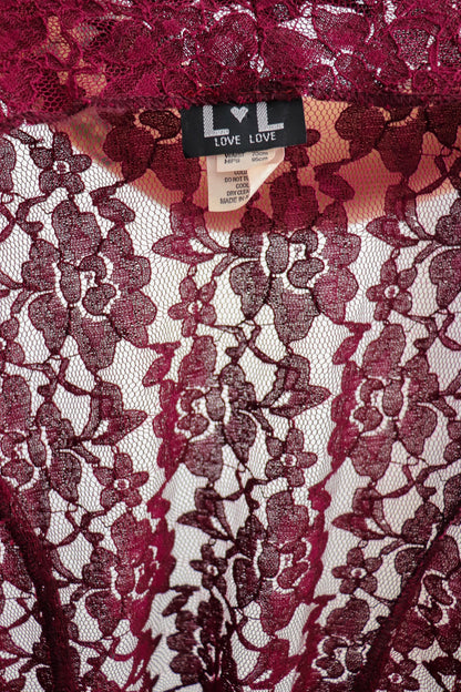 90s Burgundy Lace Duster