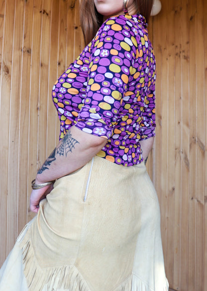70s Patterned Stretch Blouse