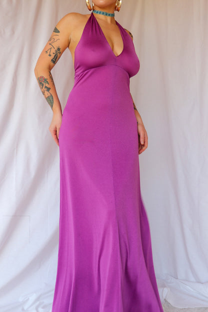 70s Purple Halter Maxi