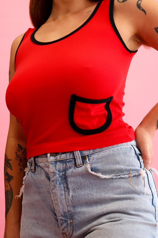 70s Red & Black Stretch Tank