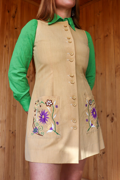 70s Mini Floral Button Up Pinafore