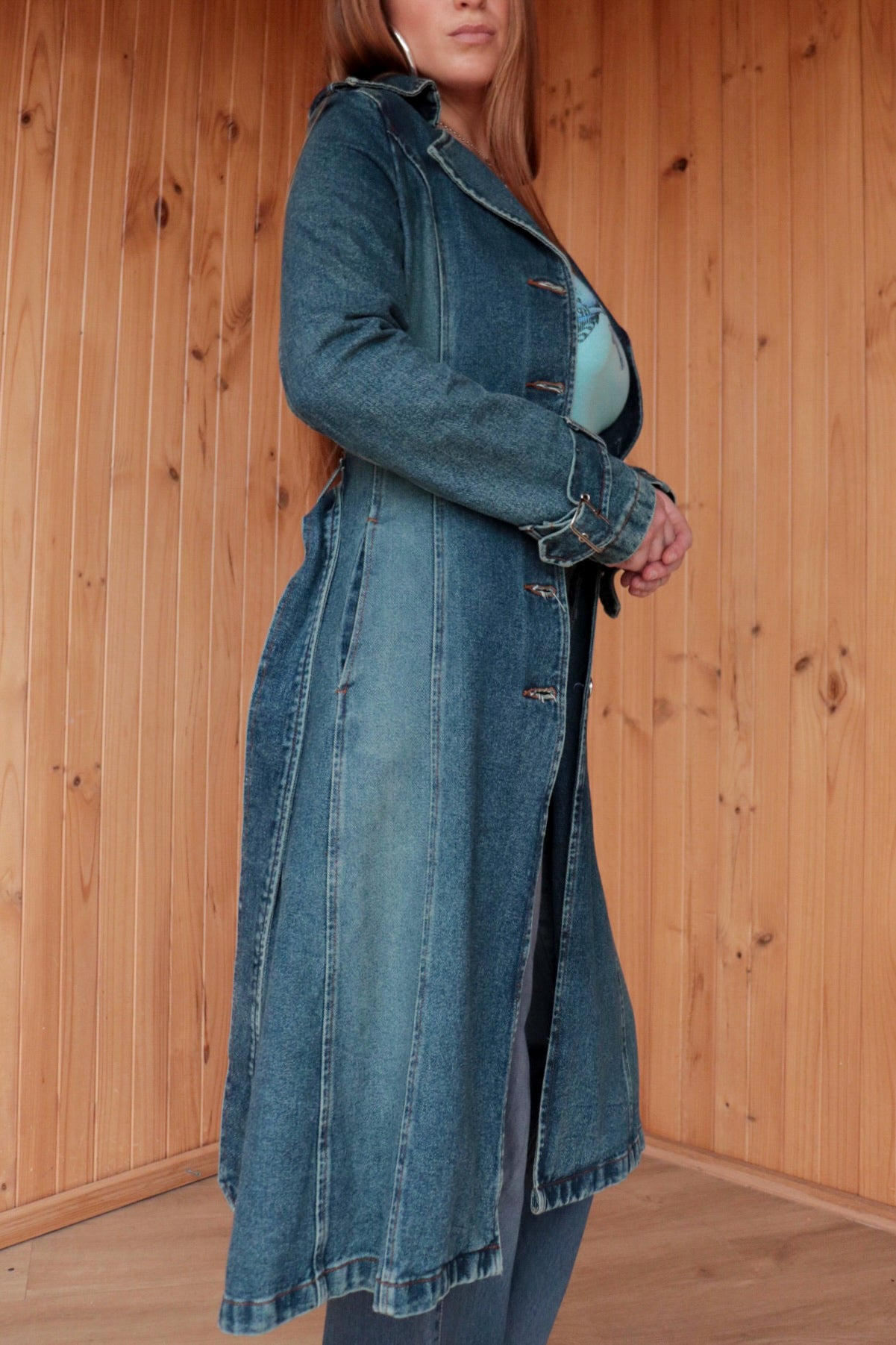 90s Denim Trench Coat