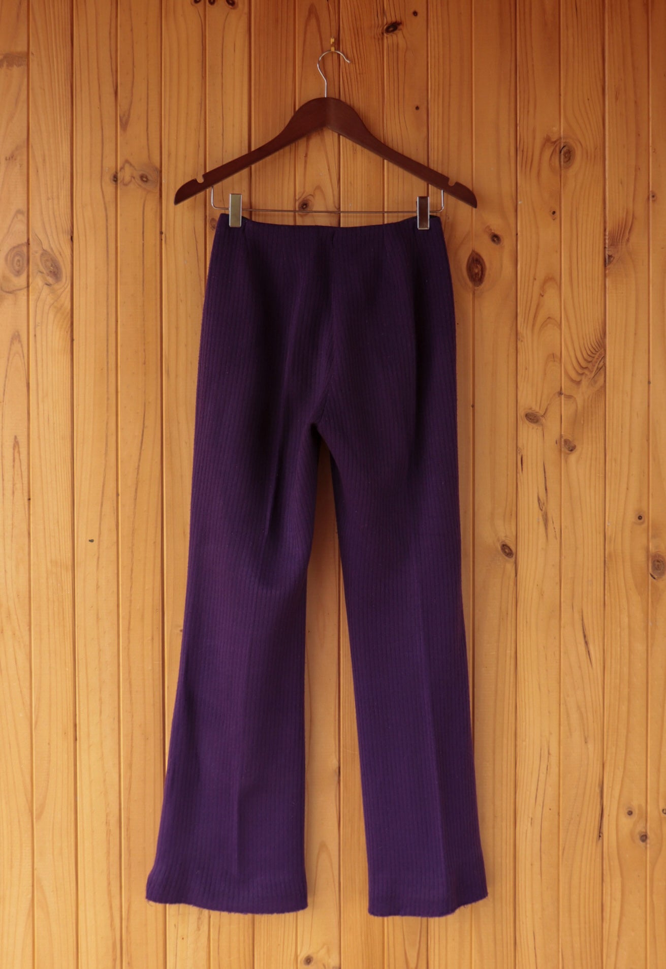 Purple Ribbed Knit Flares