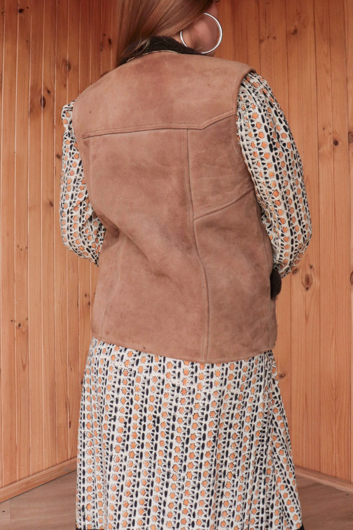 Brown Suede & Wool Vest