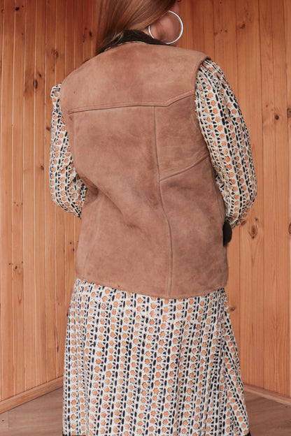Brown Suede & Wool Vest