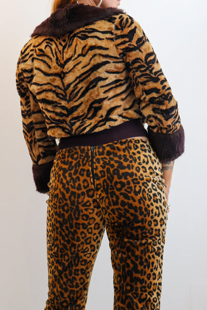 90s Velvet Cheetah Bootcut Flares