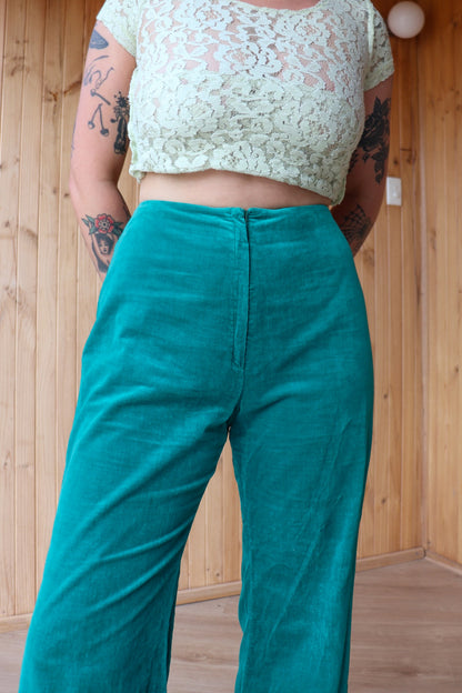 70s Green Velvet Flares