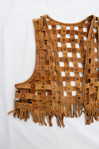 Vintage Tan Suede Cropped Vest