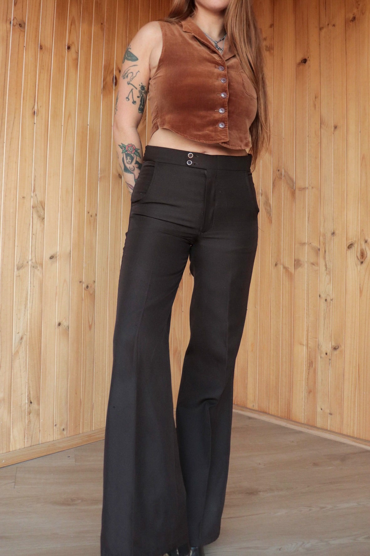 Deep Brown High Rise Flares